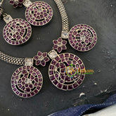 Silver Like Statement Choker Neckpiece-Red White-S640